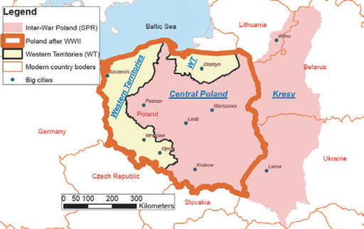 Map of Poland during Second World War
